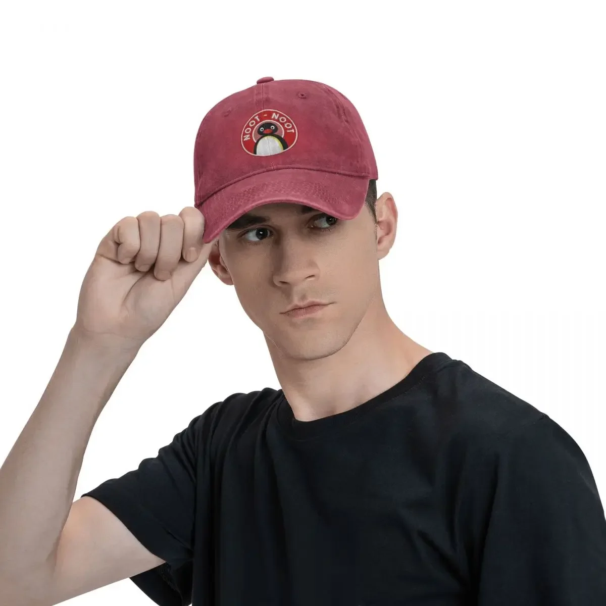 Pingu Noot Noot Logo Czapki z daszkiem Angery Pingu Distressed Washed Caps Hat Vintage Outdoor Running Golf Regulowana czapka przeciwsłoneczna