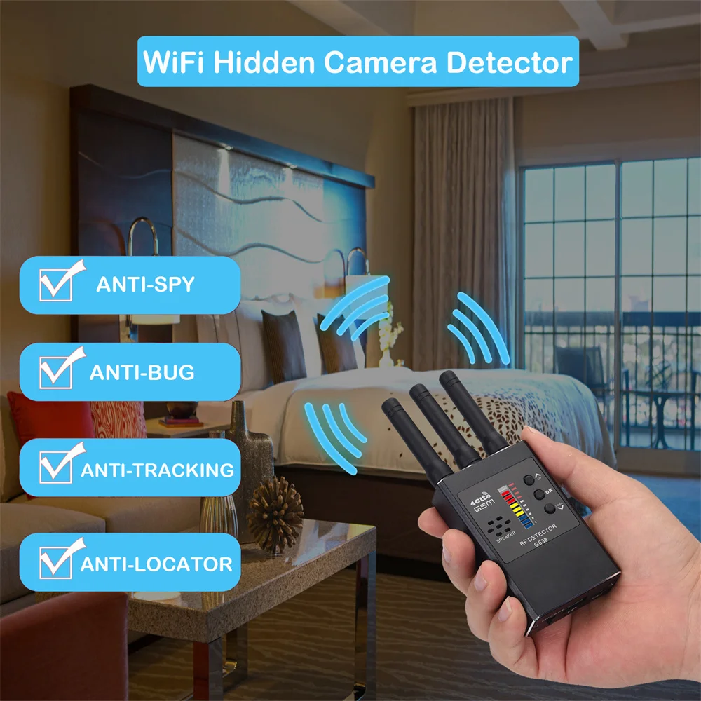 G638 Anti Spy Wireless RF Signal Detector GSM GPS Tracker Hidden Camera Eavesdropping Device Military Professional Version G738