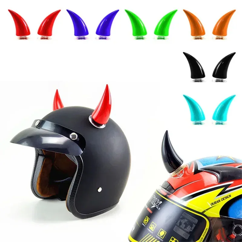 Casco moto corno del diavolo aspirazione in Silicone divertente decorare decorazione dell\'automobile veicolo elettrico lampada rotonda diavolo corno