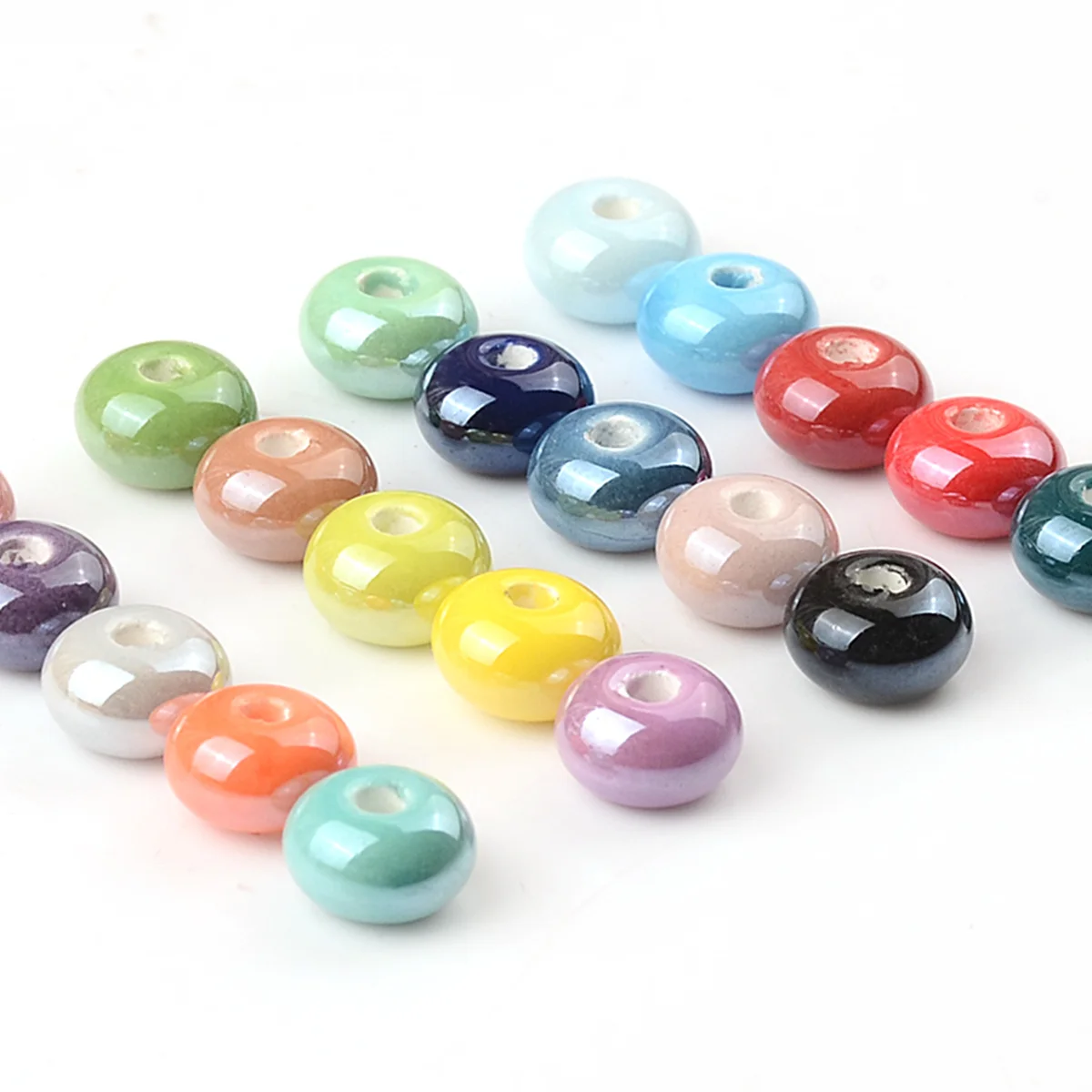 30pcs 0.5x0.8cm Mix Abacus Shape Ceramic Beads DIY 0.2cm Hole Handmade Jewelry Charms Loose Porcelain Beads For Jewelry Making