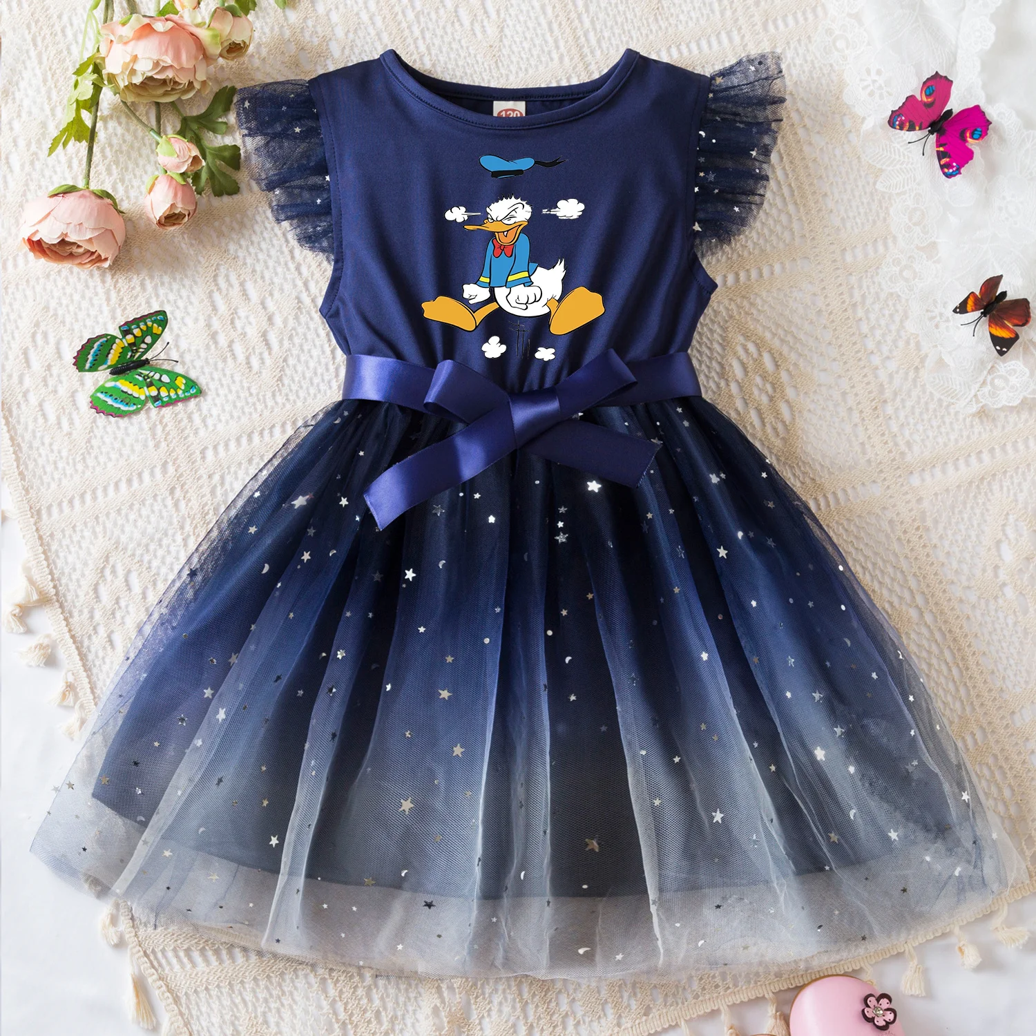 

Donald Duck Summer Toddler Girl Dress Princess Star Baby Girls Clothes Tulle Tutu Dress for Children Party Dress 2-6Y