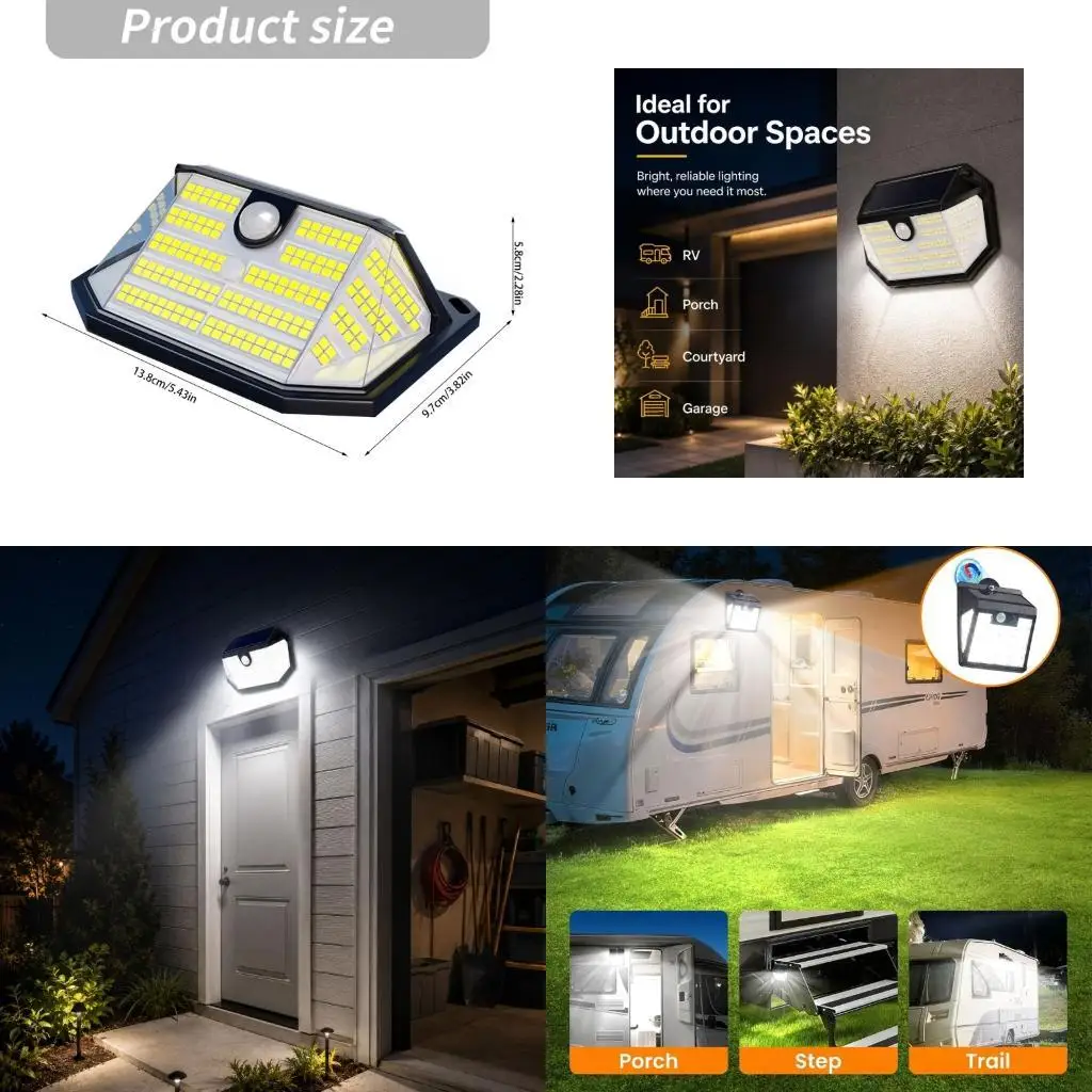 House Exterior Solar Wall Light with ABS Housing and Three-Sided Lighting for Porch, Patio and Entry Areas Outdoor  