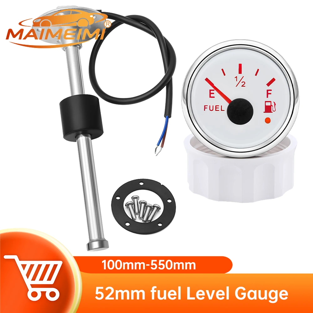 240-33OHM Fuel Level Gauge with Oil Liquid Tank Fuel Level Indicator Sensor 100mm-550mm Waterproof Fuel Gauge Red Backlight