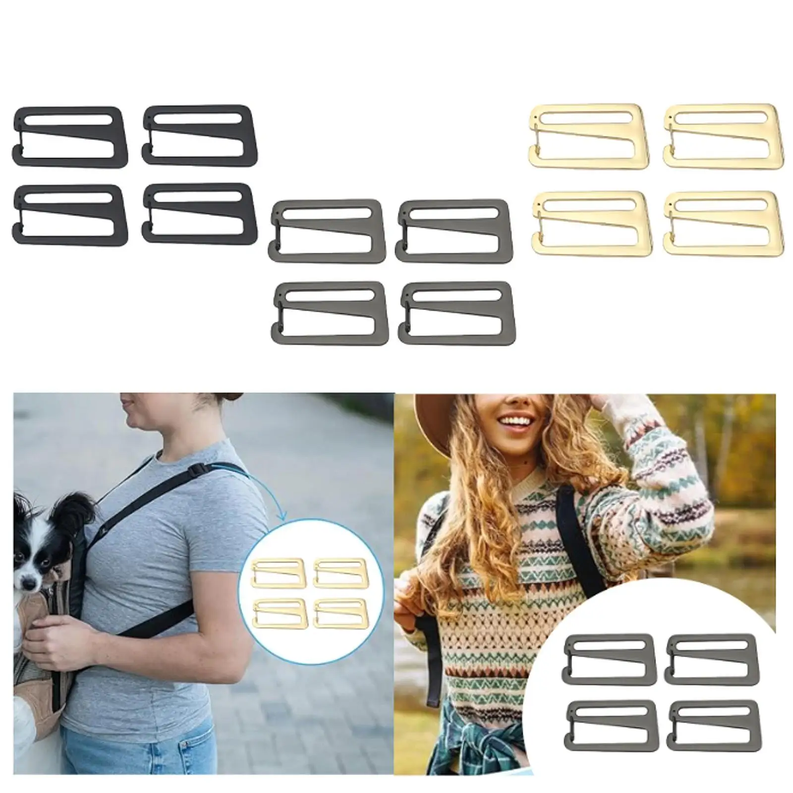 4x Riemenschnalle Rucksackclip Metall G Haken Gurtbandschnallen für Gurtbänder