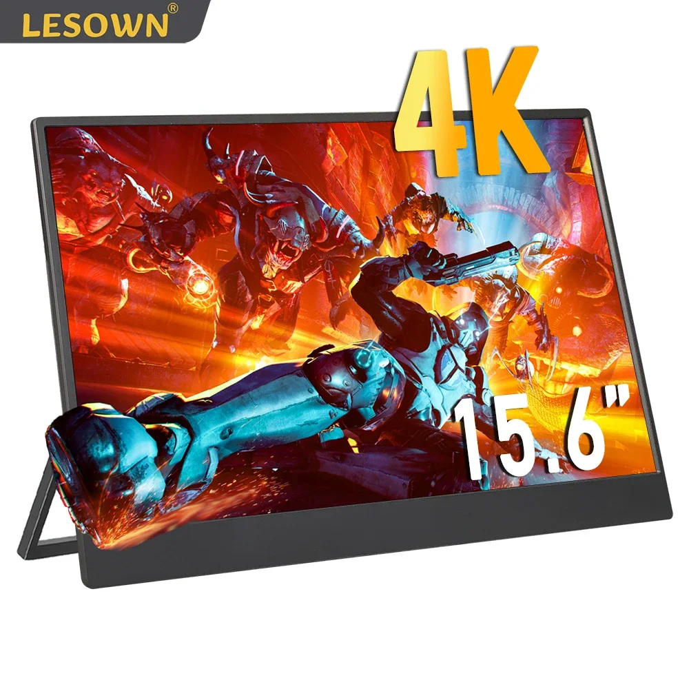 

LESOWN 4K Ultra Clearscreen HD Gaming Monitor 15.6 inch Portable Screen USB-C HDMI Compatible External for Xbox Switch Laptop