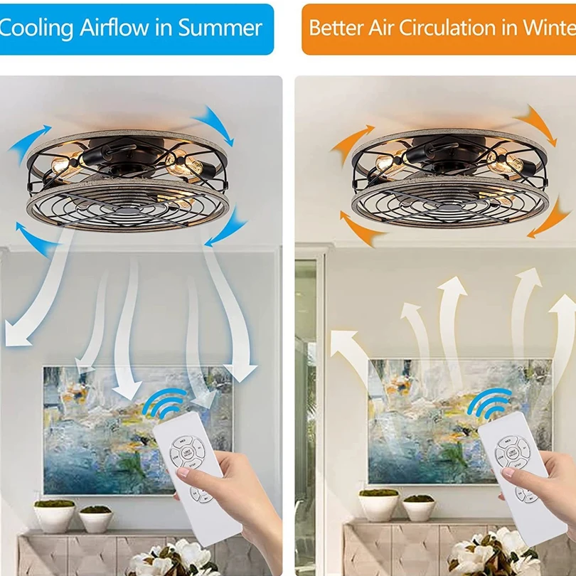 Smart Ceiling Fan Fans With Lights Remote Control Bedroom Decor Ventilator Lamp 50cm 20inch Air Invisible Blades 220V Voltage view 5