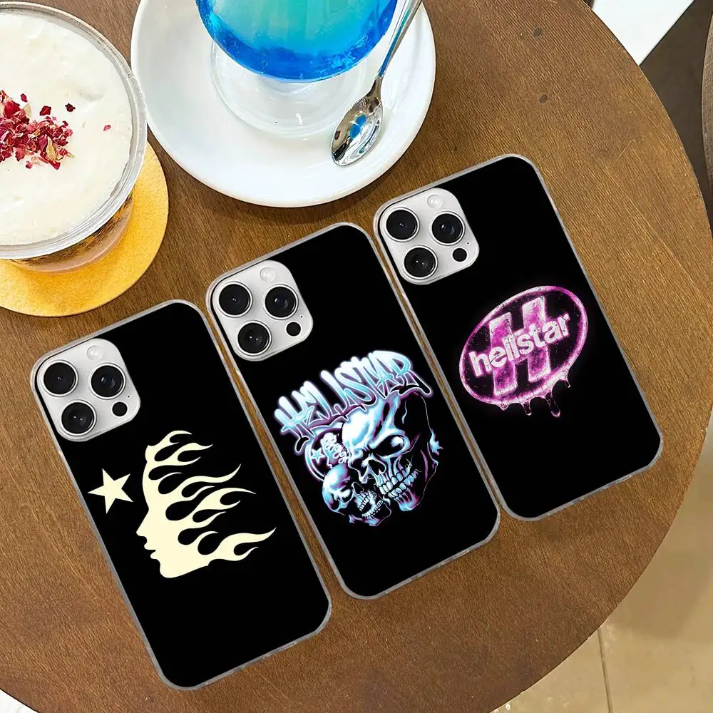 H-HellstarS Fashion Logo Phone Case For iPhone 17 16 15 14 13 Pro Max 11 12 Plus Silvery Satin Silicone Back Case