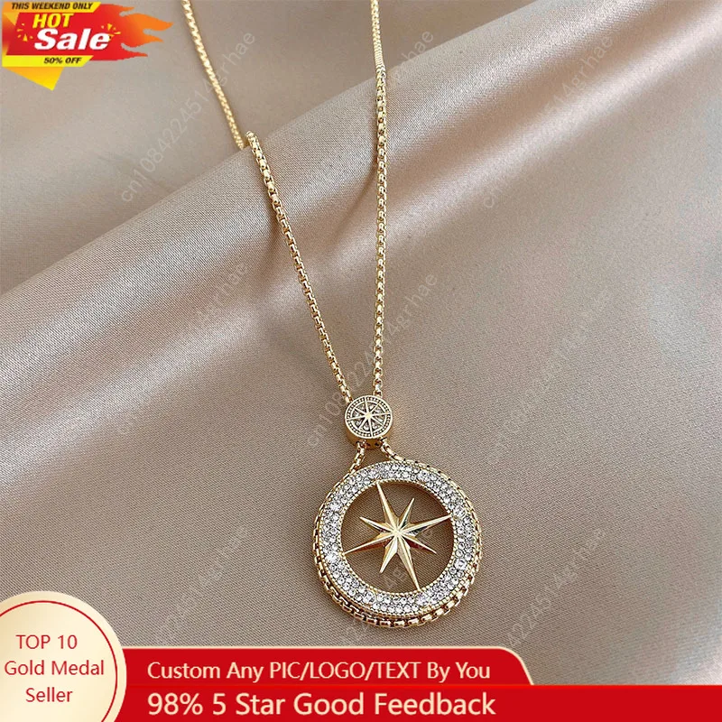 

Женское длинное ожерелье с подвеской в виде восьмиконечной звезды для женщин, подарок, модная цепочка для свитера золотого цвета, ювелирные изделия