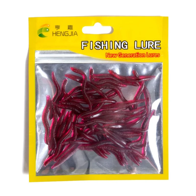 50Pcs Earthworm Soft Lure 4cm 8cm Artificial Simulation Fake Baits Ultra Light Plastics Bloodworm Companion For Fishing Tackle