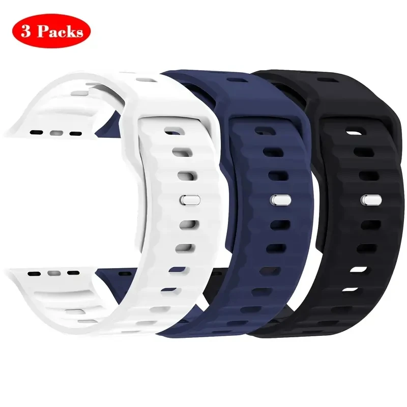 

3pcs Sport Band For Apple Watch Ultra Band 49mm 45mm 44mm 42mm Men Women, Adjustable Soft Silicone Strap