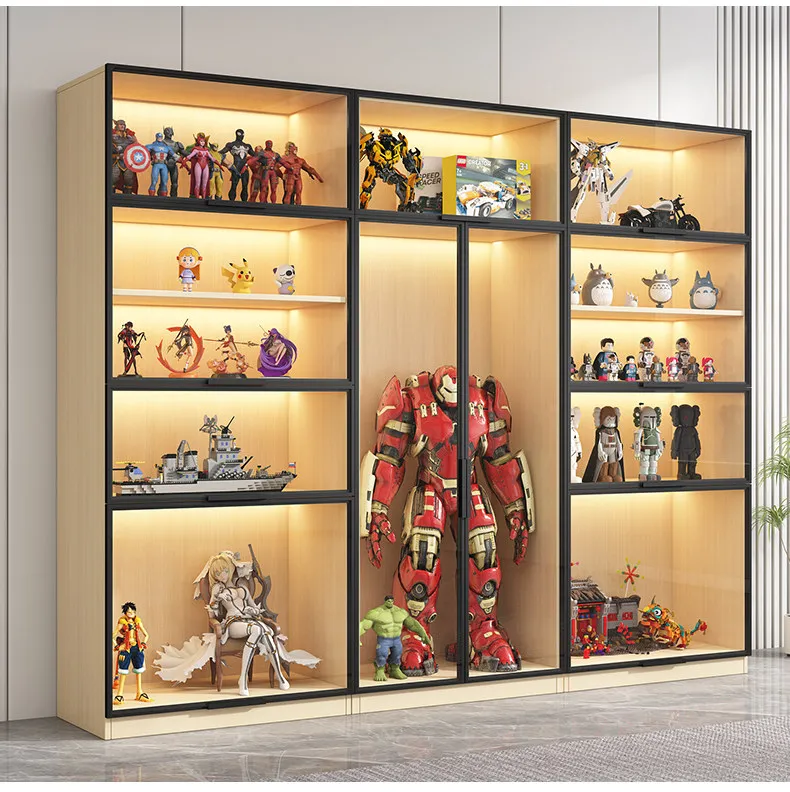 

Customized bookcase with glass door dust-proof bookshelf figure Lego model display home living room display wine cabinet