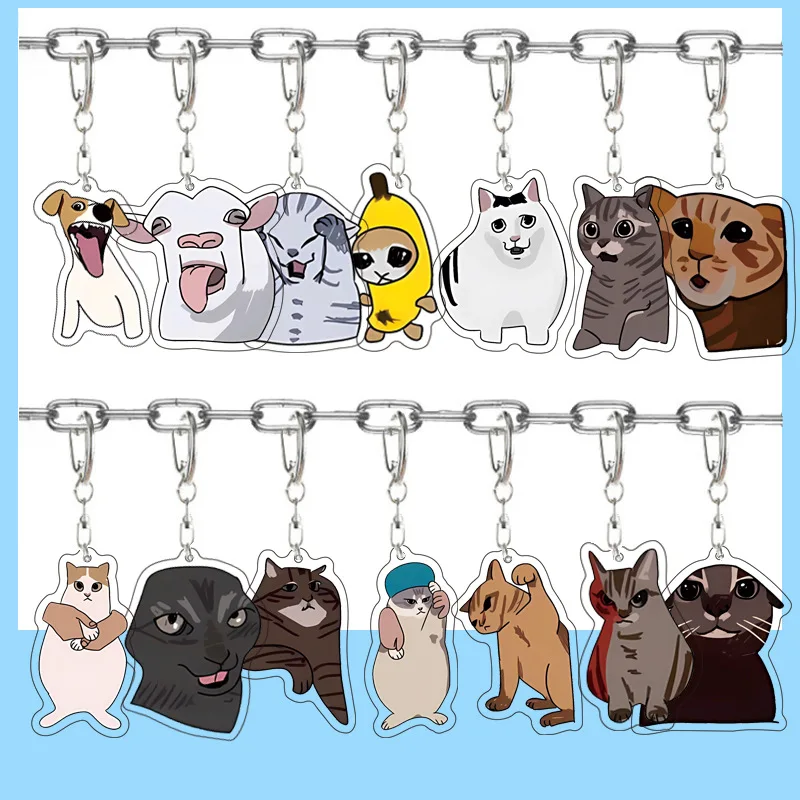 

Cat Meme Acrylic Keychain Jewelry Friend Key Chain Animal Related Products Cultural Creativity Friends Gift Bag Charm Souvenir