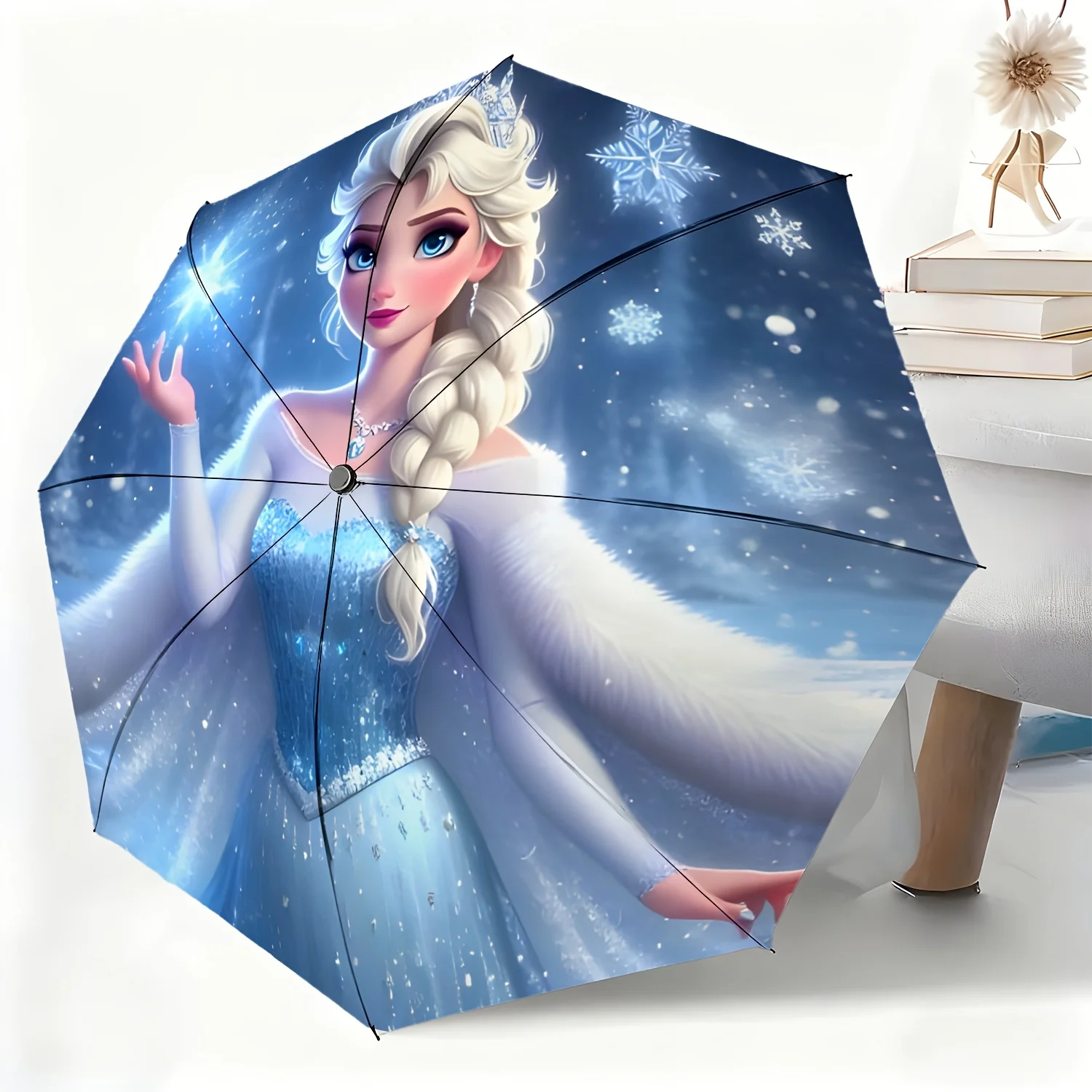 

Полностью автоматический зонт с изображением Эльзы из мультфильма «Холодное сердце», подходит для любых случаев, как зонт от солнца и дождя, портативный и компактный.