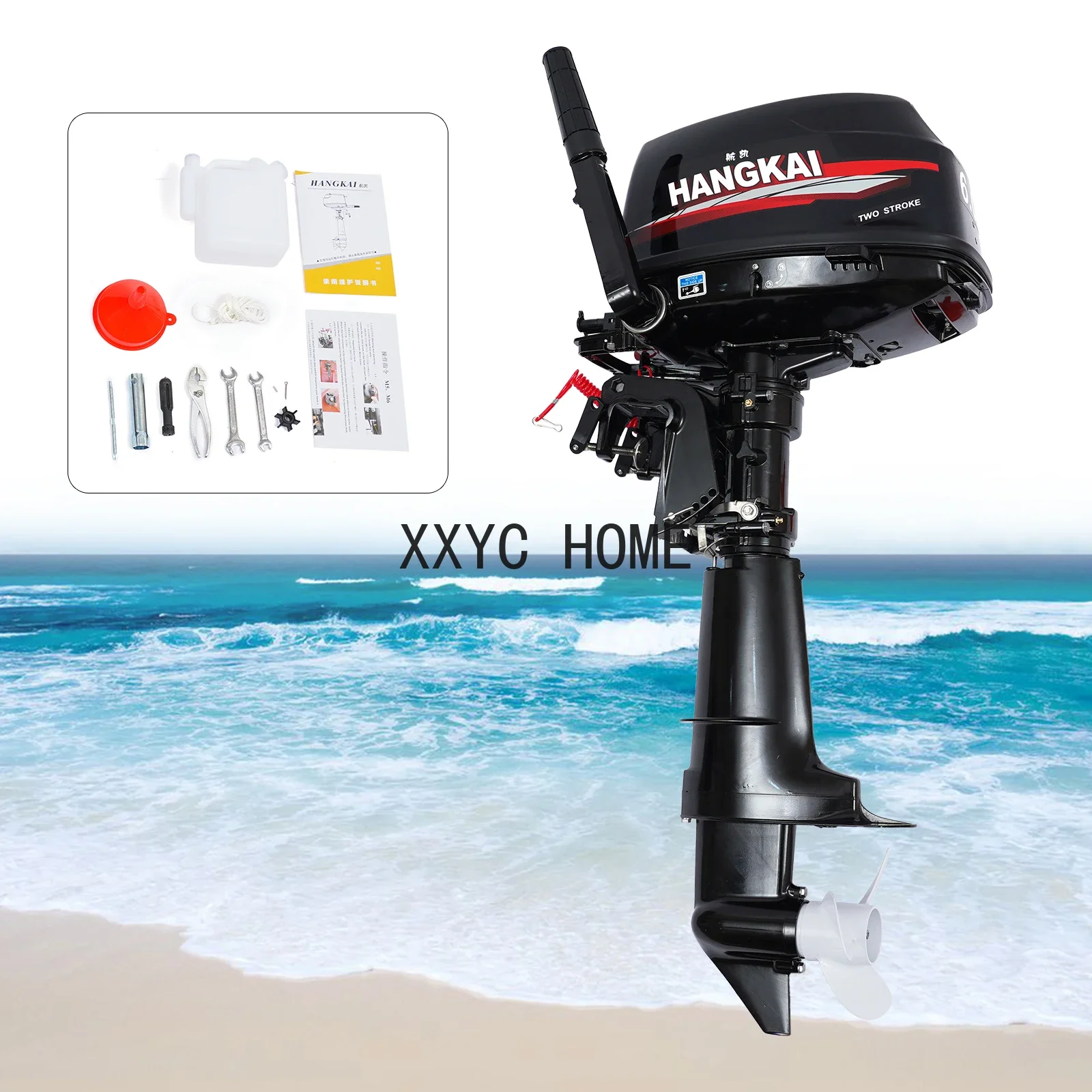 6Hp 2-Stroke Outboard Motor Fishing Boat Engine CDI Ignition & Water Cooling System Short Shaft Propeller For Inflatable Boats