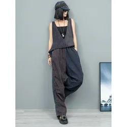 2024 Autumn Casual Suit Plain Old Fabric Splicing Large V-neck Vest + Wide Leg Pant Two Piece Set Women Outfit Pant Set ZF191