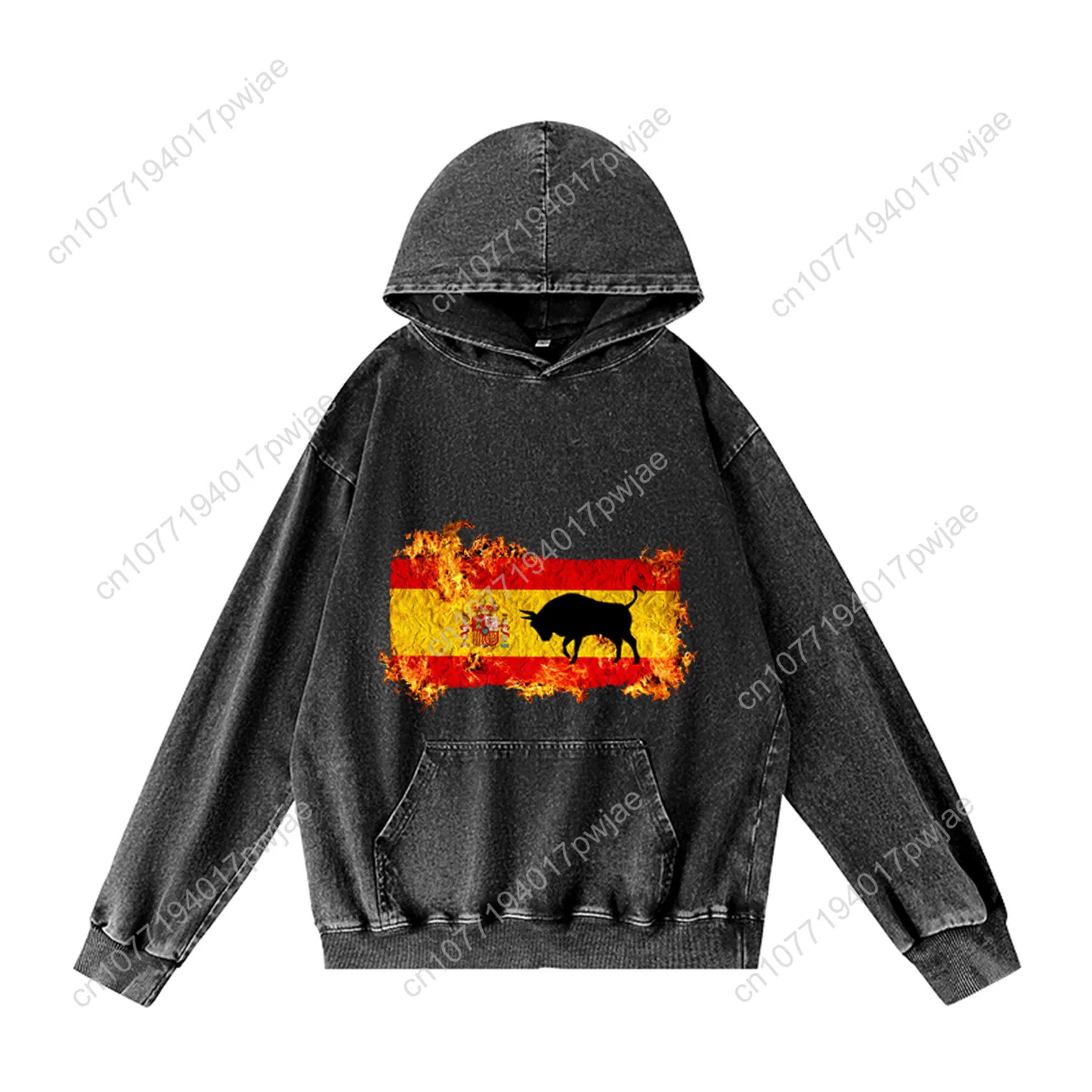 Spanish bullfighting pattern Hoodie Hooded Sweatshirt Men Woman Vintage Pullover Sweatshirt With Pocket Oversized Customized Top