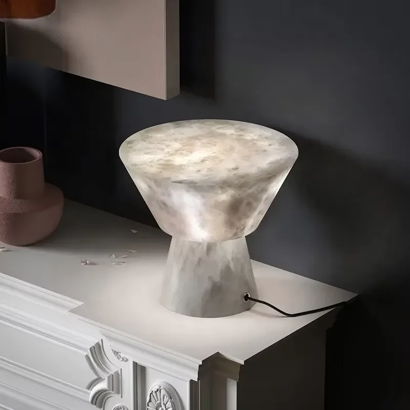 Modern Marble Desk Lamp Alabaster Mushroom Table Light for Bedroom Bedside Living Room Study Reading Decor Designer Style