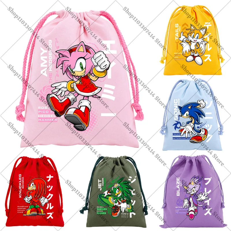Anime Game Cute Print Drawstring Bag Accessories Cartoon Hedgehog Cotton Handbags Creative Storage Pouch Birthday Gift Bags 2026