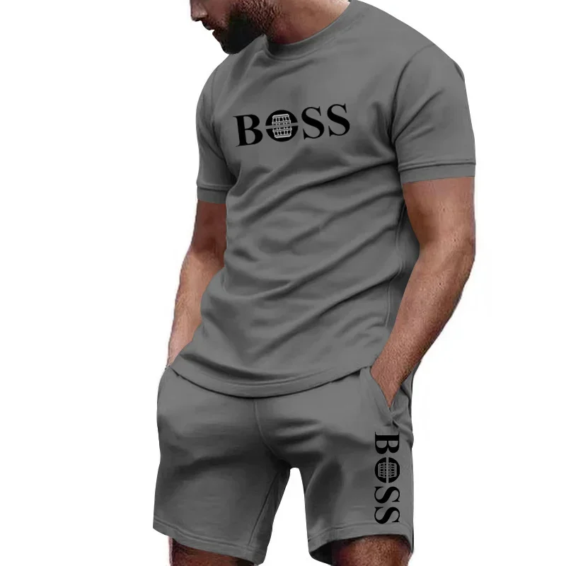 men are two piece sportswear, short sleeve T-shirt and pants set, running and fitness sportswear, summer 2025, big discount