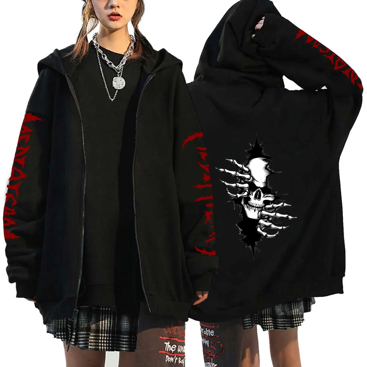 

Aolamegs Hoodie Sweatshirts Men Anime Gothic Horror Comic Pullover Casual Diablo Long Sleeve Tops High Street Hip Hop Streetwear