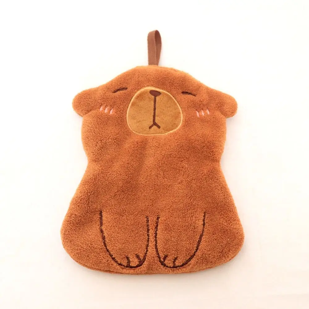 Coral Velvet Capybara Hand Towel Capybara Wall-mounted Bathroom Kerchief Strong Water Absorption Cartoon Absorbent Towel