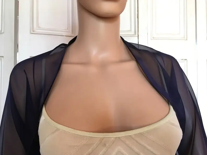Chiffon Wedding Bolero Full Trumpet Sleeves Elegant Bride Jacket Special Occasion Cape Women Shrug Custom made color and size