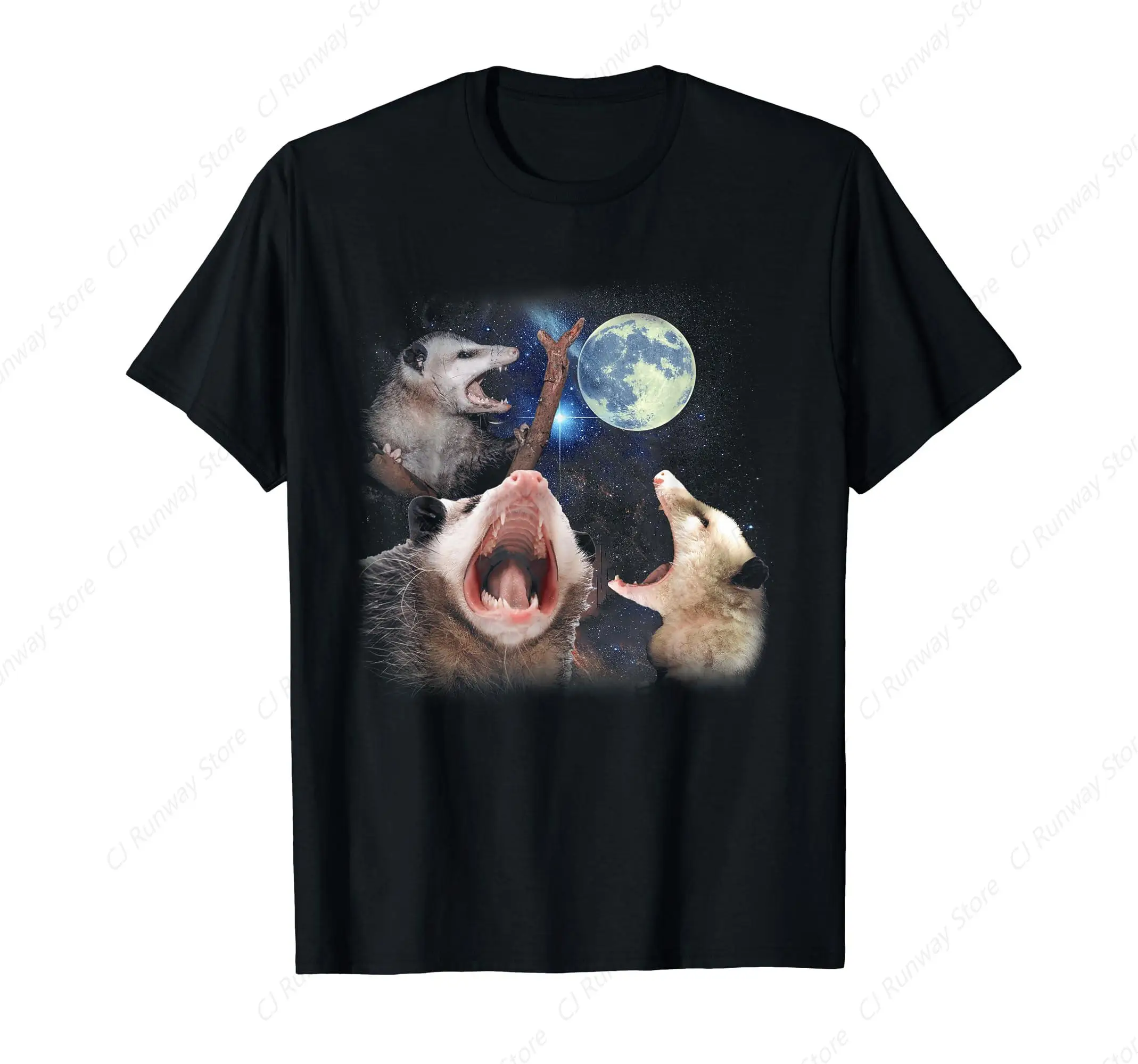 Three Opposum Moon With 3 Possums Love Opossums Howling Moon T-Shirt