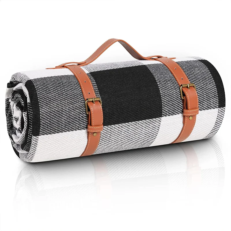 

Portable Picnic Blanket Moisture Proof Foldable Black & White Large Sub 78.7*78.7 Inch Machine Washable Outdoor Blanket for Picn