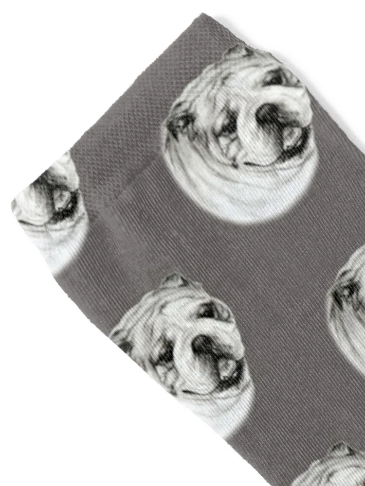English Bulldog Portrait Socks basketball floor funny gifts custom sports Designer Man Socks Women's