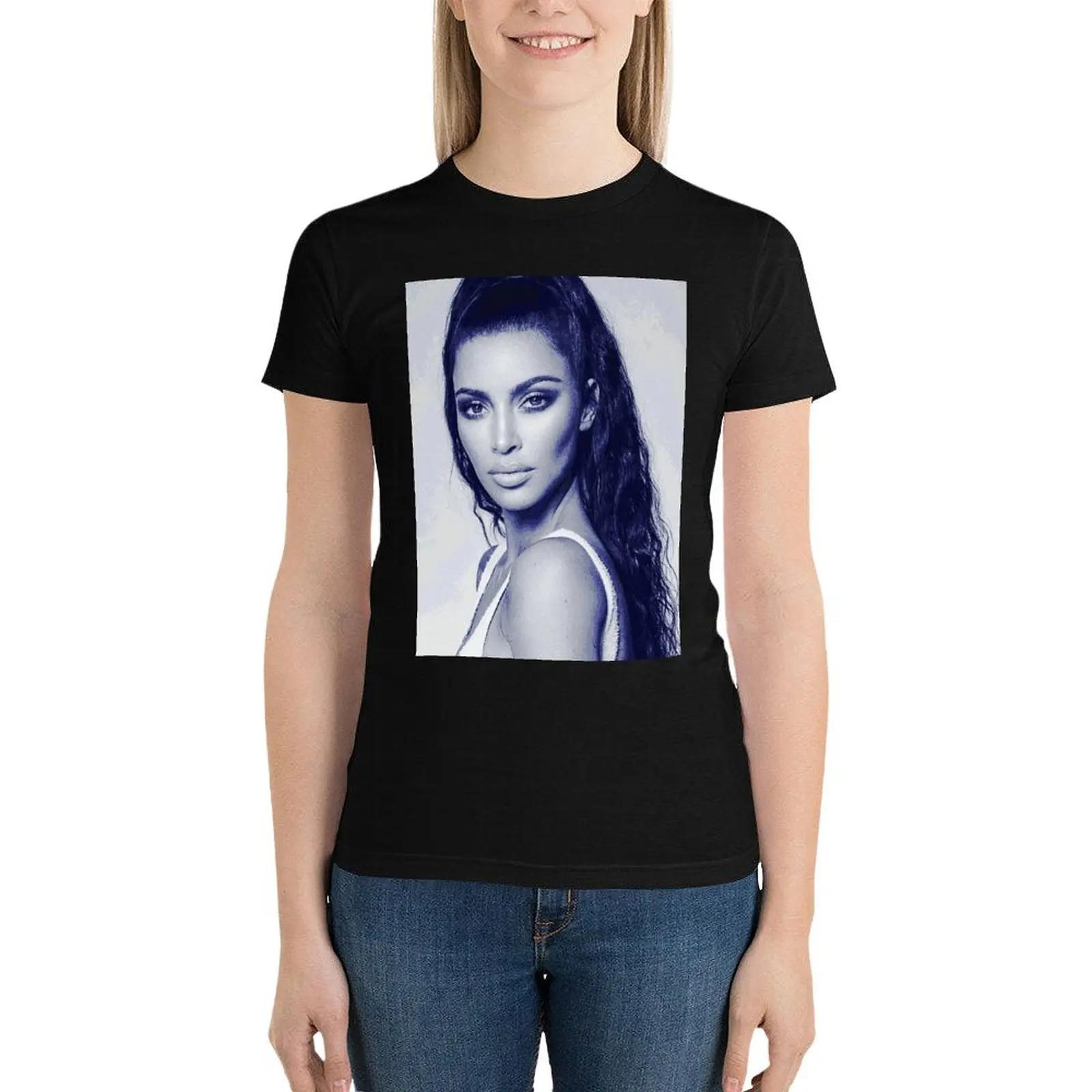 Kim K Artwork T-Shirt cute clothes animal print shirt for girls tees white t-shirt dress for Women sexy