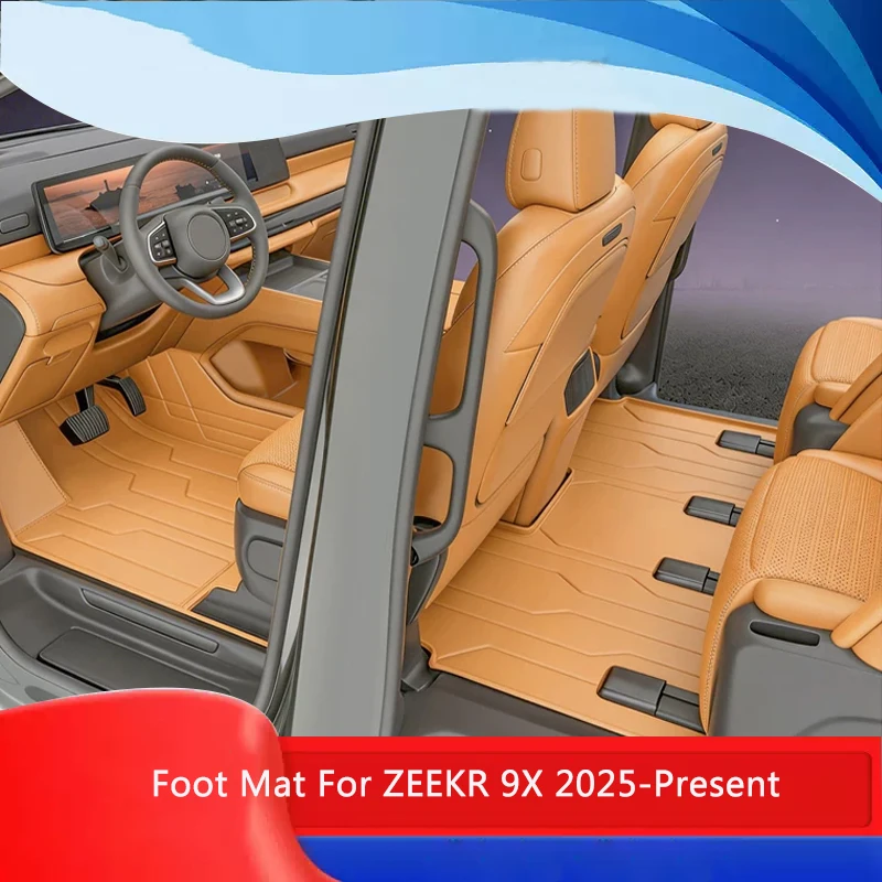 Custom Nappa Leather For ZEEKR 9X 2025-Present Anti-Slip Car Foot Protect Mat Auto Luxury Waterproof Floor Pad Accessory