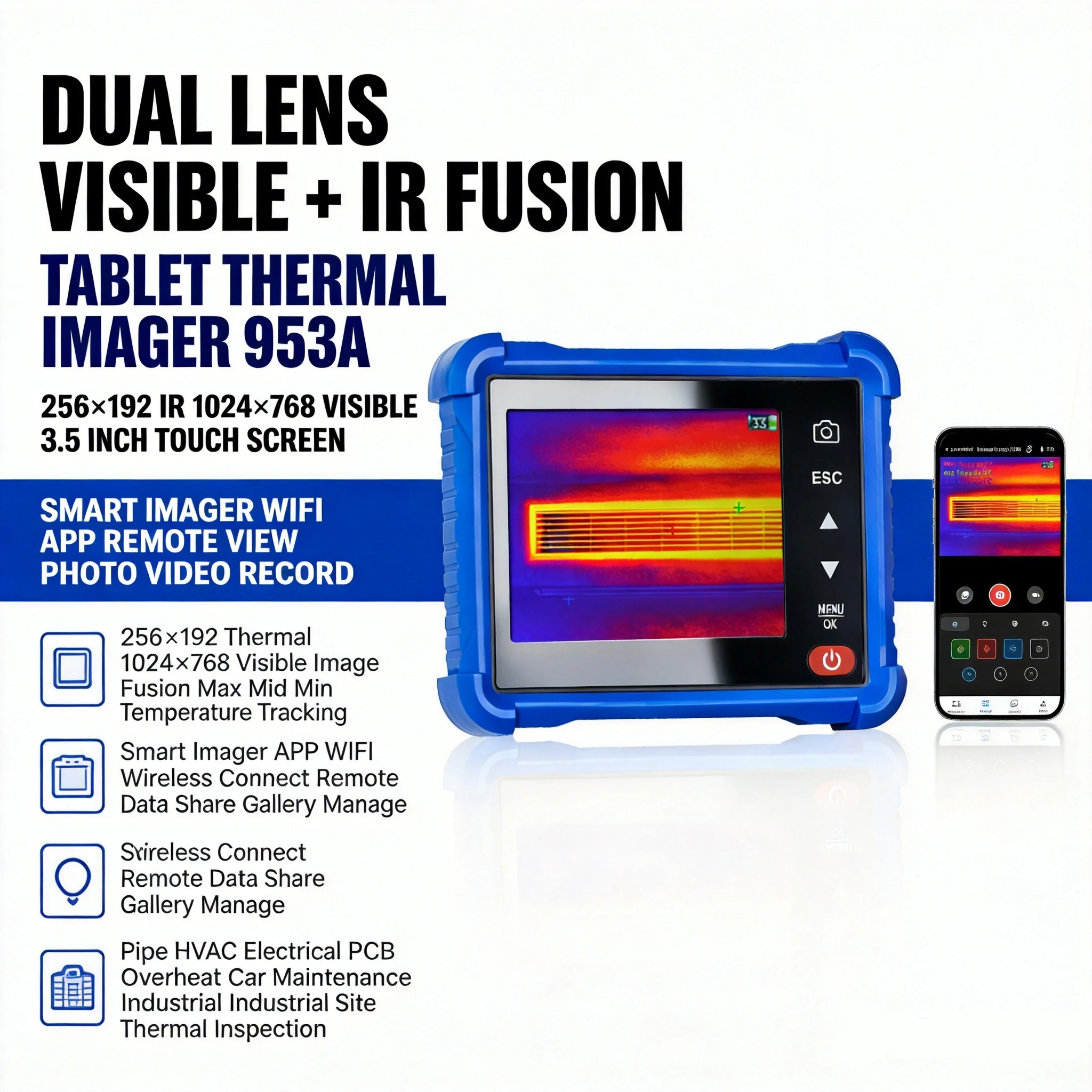 Thermal Imaging Camera 256X192 - กล้องถ่ายภาพความร้อน ความละเอียดอินฟราเรด 256x192 หน้าจอ 3.5 นิ้ว