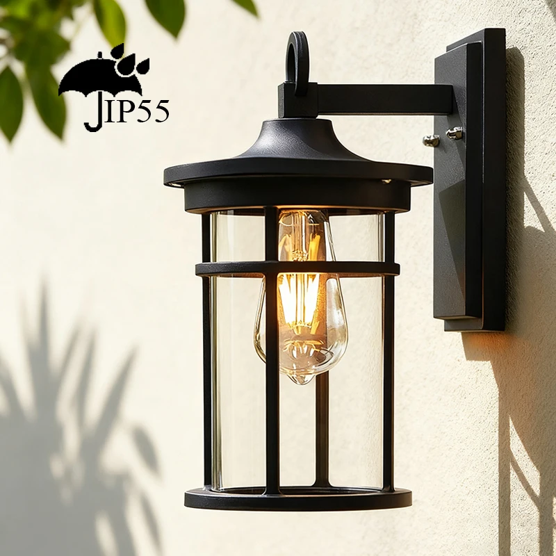 IP55 Outdoor Wall Lamp Waterproof with Clear Glass Shade Wall Lamps Modern Wall Mounted Lighting Balcony Hallway Courtyard