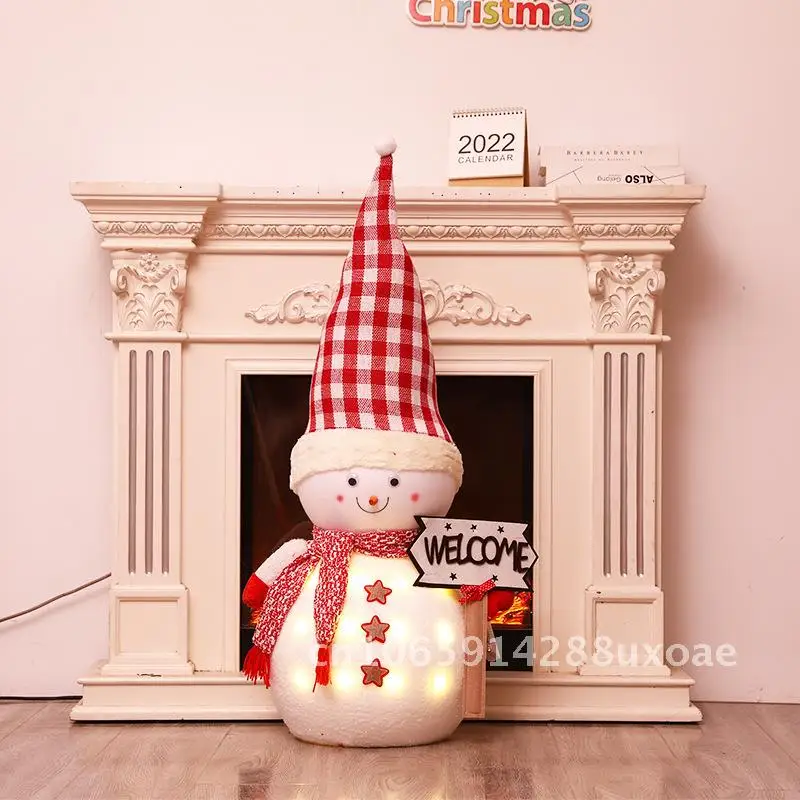 

Christmas Luminous Snowman Doll Desktop Ornaments Children's Holiday Gift Doll Shopping Mall Scene Layout Props