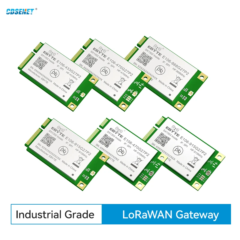 LoRaWAN GateWay Module 433/470/868/915MHz SX1302 LoRa TX RX Module CDSENET E106 27dBm Wireless RF SPI PCI-e Interface