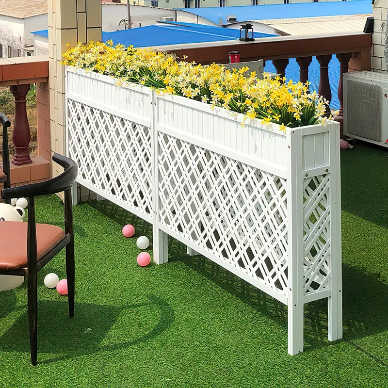Create balcony small garden floor-to-ceiling flower stand restaurant partition fence white plant display frame outdoor courtyard