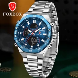 FOXBOX LCD Display Mens Wristwatches Luminous Sports Man Watch 30M Waterproof Military Quartz Male Clock Relogio Masculino 2024