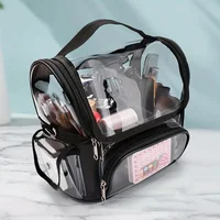 Soporte para brochas de maquillaje, mochila, Estuche De Viaje para artista de maquillaje, bolsa organizadora de cosméticos transparente e impermeable con correa ajustable y divisor