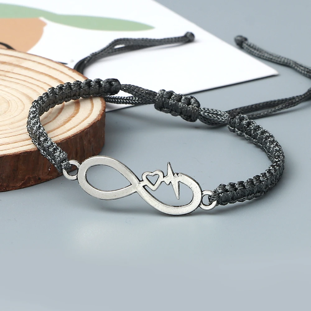 Alloy Infinity Braided Bracelet Red Black Thread Adjustable Handmade Lucky Bracelets & Bangles Men Women Yoga Charm Jewelry Gift