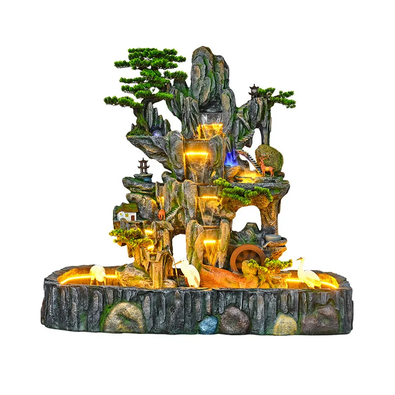Large Rockery Fountain Courtyard Fish Pond Feng Shui Water Feature Landscape Decor