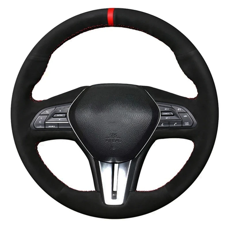 

Car Steering Wheel Cover Black Suede For Infiniti Q50 2017 2018 2019 Q60 2015 2016 2017 2018 2019 QX50 2018 2019