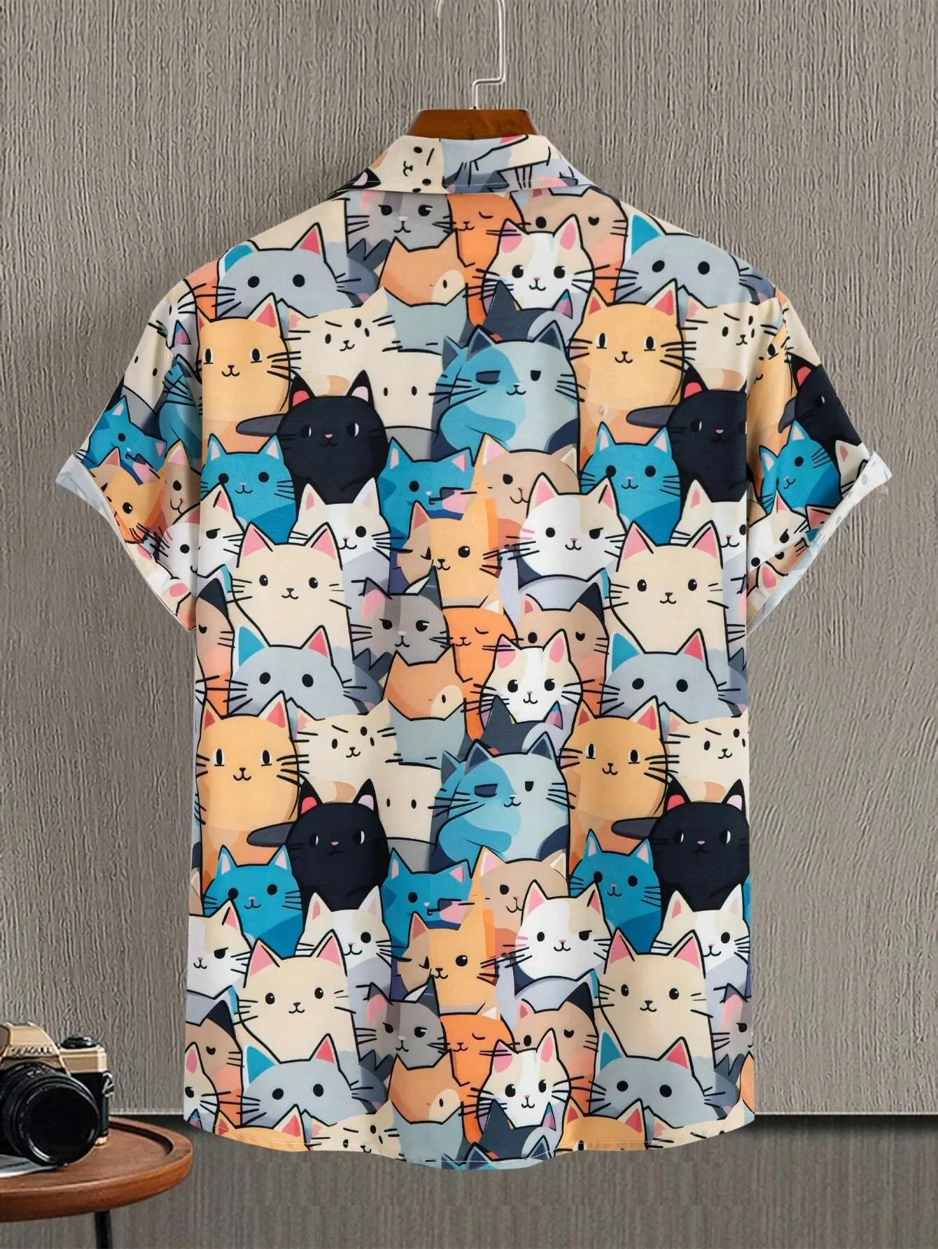 New Summer 2026 Collection: Men's Short Sleeve Shirt with 3D Printed Cat – Urban Trend Casual, Comfortable and Soft