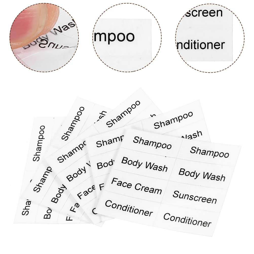 

12 Sheets Waterproof Labels for Dispensing Bottles Travel Toiletries Stickers Black Words Clear Transparent Skincare