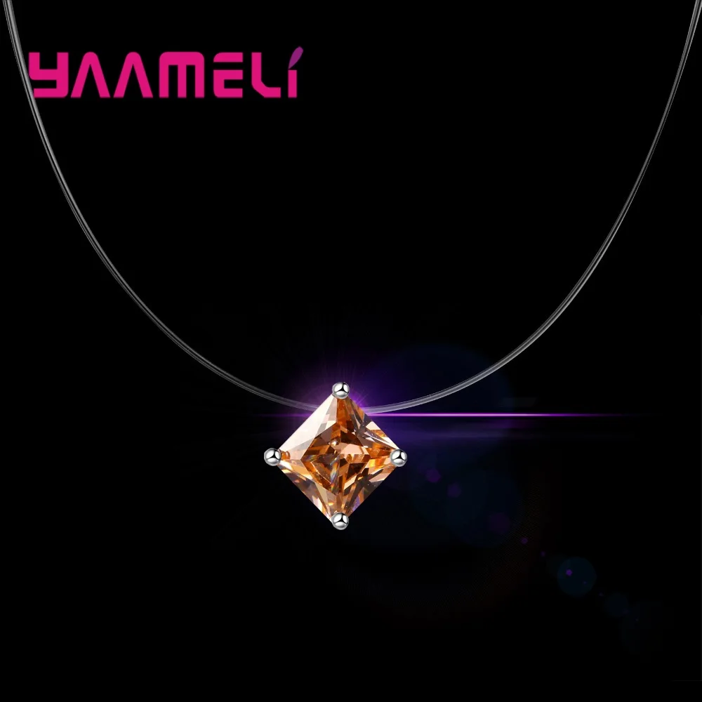 925 Sterling Silver Geometry Casual Fishing Jewelry Necklace For Women Shiny AAA Cubic Zirconia Party Anniversary Gift Promotion