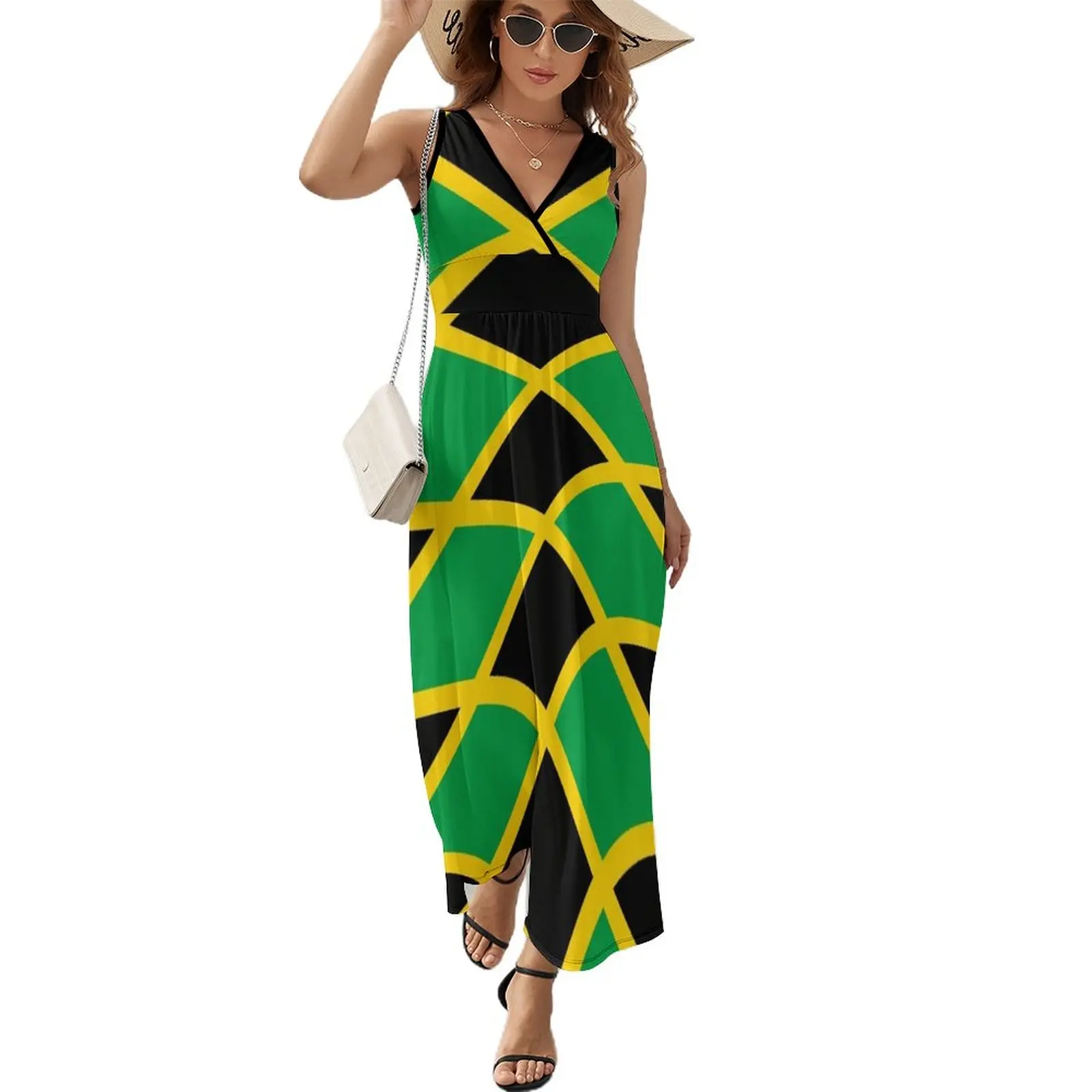 

Jamaican National Flag Sleeveless Dress prom dresses beach outfits for women Summer dresses for women summer dresses