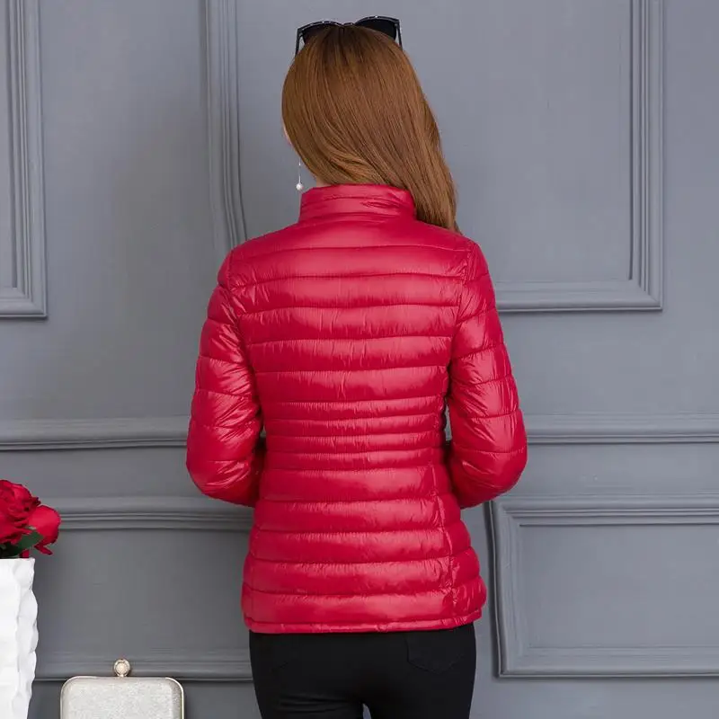 Damen Daunen jacke schlanke Baumwolle gepolstert warme urltra-leichte Oberbekleidung Herbst Winter Stehkragen Mäntel warme Parkas Damen bekleidung