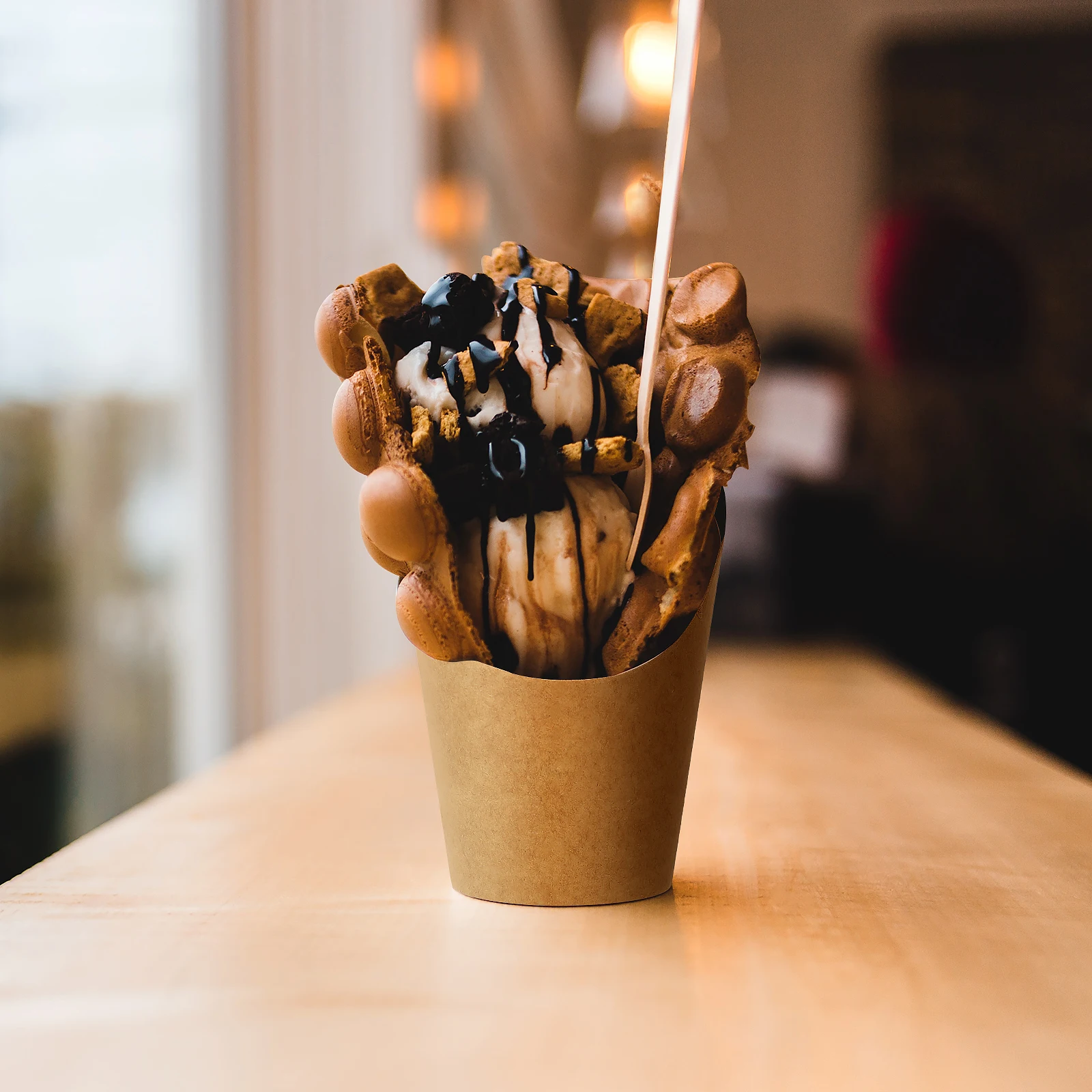 

100pcs Kraft Paper Ice Cream Cup Disposable Food Containers Fries Holder Snack Dessert Waffle French Fry Container Environment