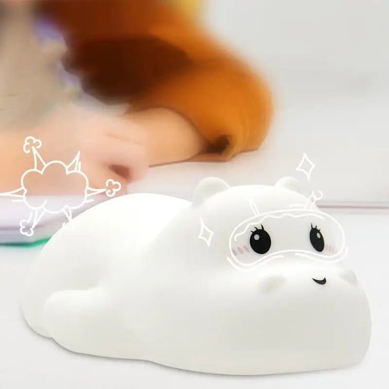 

Silicone Night Light LED Hippo Light Cute Silicone Lamp Colorful Rechargeable Touch Lamp Toddler Night Light For Special