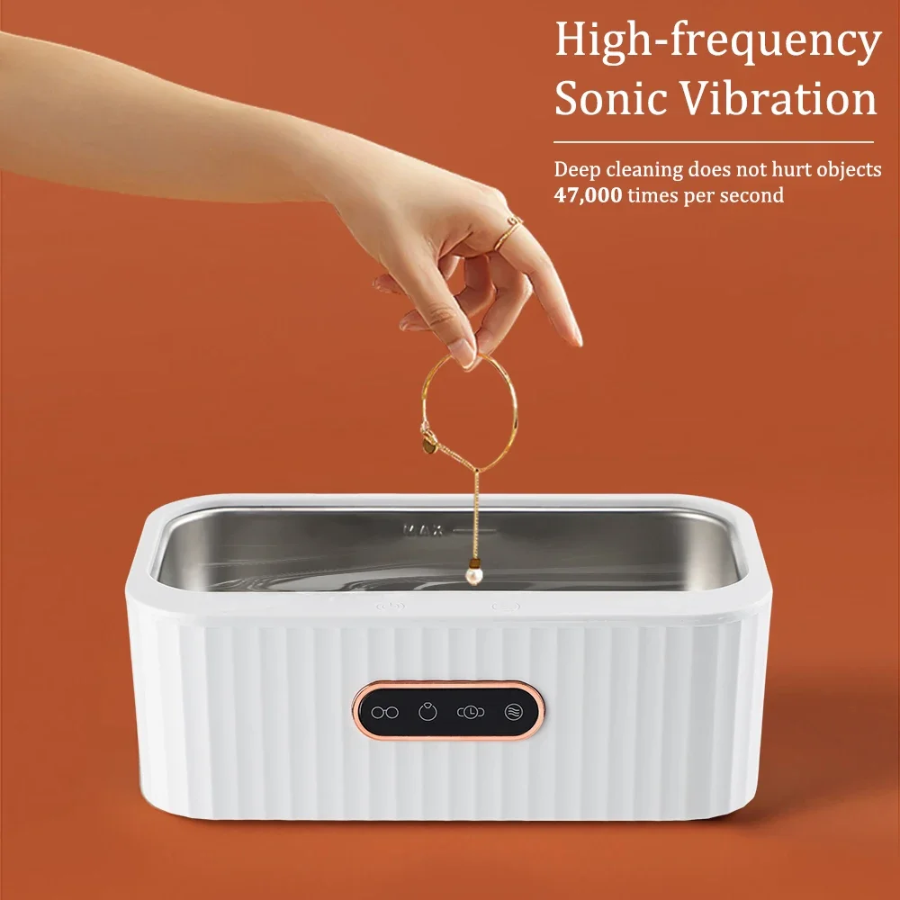 Ultrasonic Cleaner For Jewelry Dental Tooth Brace Glasses High Frequency Vibration Cleanser Mini Portable Washing Machine 400ML