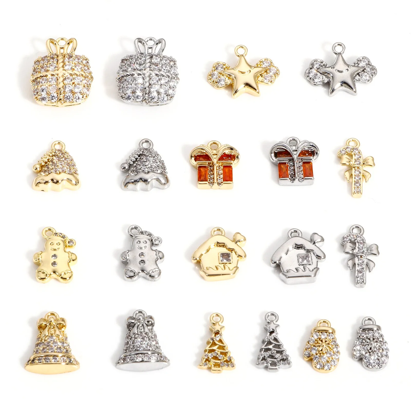 1pc Kupfer Weihnachten Charms Gold Farbe klar Zirkonia Weihnachts geschenk Glocke Stern Anhänger DIY Halskette Ohrringe Frauen Schmuck – Detail 2